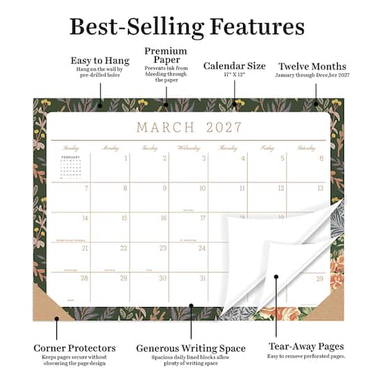 2027 Artisan Legacy Medium Desk Pad Monthly Blotter Calendar
